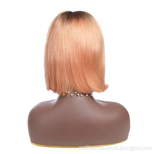 Wholesale 1b/pink Short Bob Wig Human Hair Colored Lace Front Wigs Women Lace Front Wig for Black Brazilian Swiss Lace Long